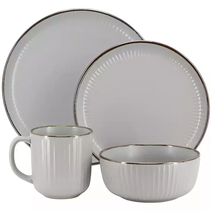 Light Gray Leo Stoneware 16-pc. Dinnerware Set