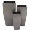 Light Gray Metal Round Tapered Planters, Set of 3