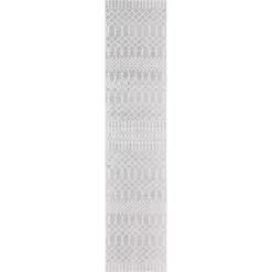 Light Gray Moroccan Washable Runner, 2x12