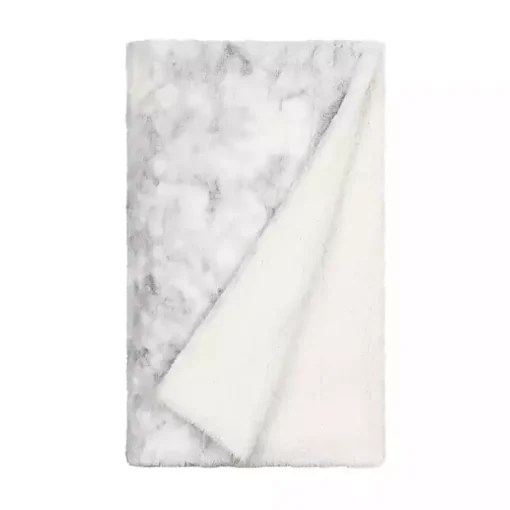 Light Gray Tie Dye Faux Fur Throw
