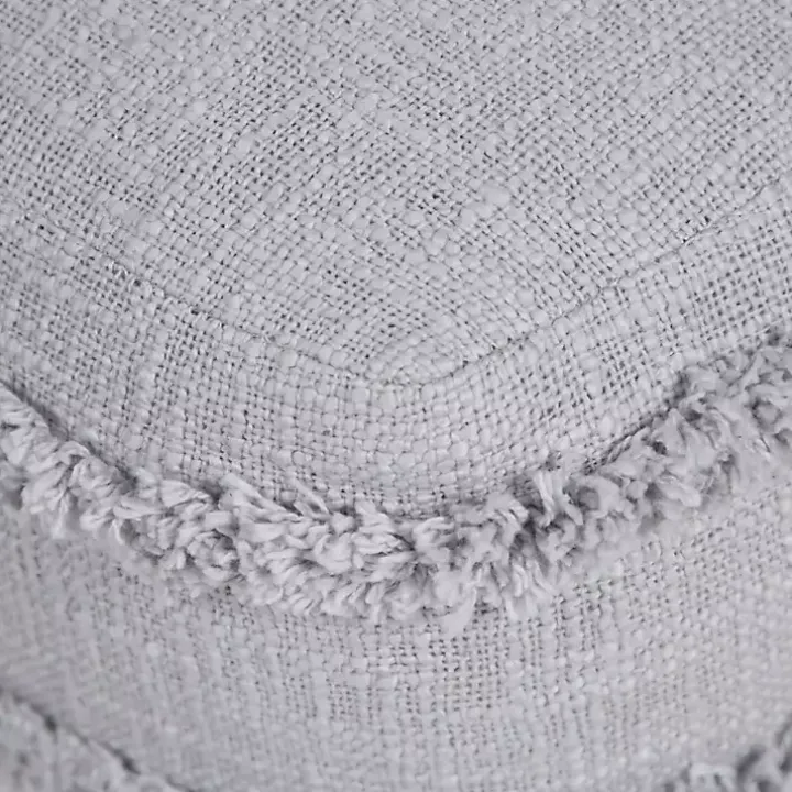 Light Gray Tufted Stripe Cotton Square Pouf
