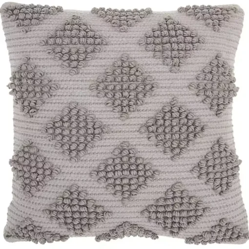 Light Gray Woven Diamond Pillow