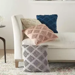Light Gray Woven Diamond Pillow