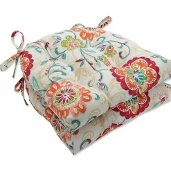 Lily Paisley Tufted Outdoor Seat Cushion, Set of 2