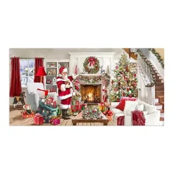 Living Room at Christmas Canvas Art Print