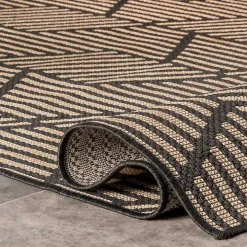 Lori Dark Gray Modern Geometric Outdoor Rug, 8x10