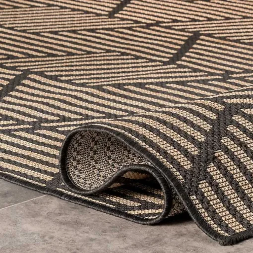 Lori Dark Gray Modern Geometric Outdoor Rug, 8x10