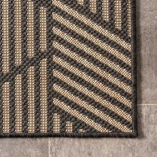 Lori Dark Gray Modern Geometric Outdoor Rug, 8x10