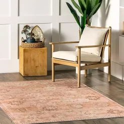 Lottie Peach Vintage Washable Area Rug, 8x10