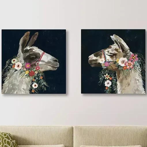 Lovely Llama Canvas Art Prints, Set of 2
