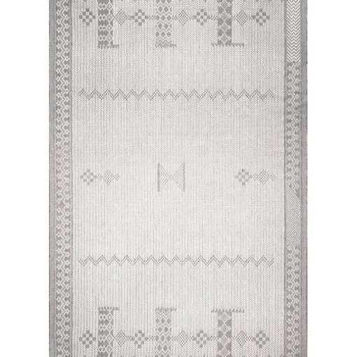 Lowden Gray Tribal Outdoor Rug, 5x8