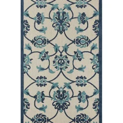 Lyla Blue Floral Damask Indoor/Outdoor Rug, 5x8