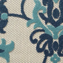 Lyla Blue Floral Damask Indoor/Outdoor Rug, 5x8