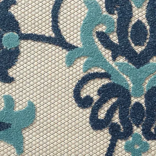 Lyla Blue Floral Damask Indoor/Outdoor Rug, 5x8