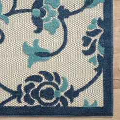 Lyla Blue Floral Damask Indoor/Outdoor Rug, 5x8