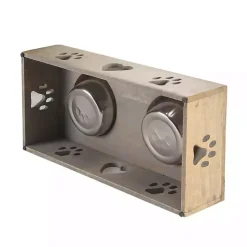 Mango Wood Heart Cutout Dog Bowl