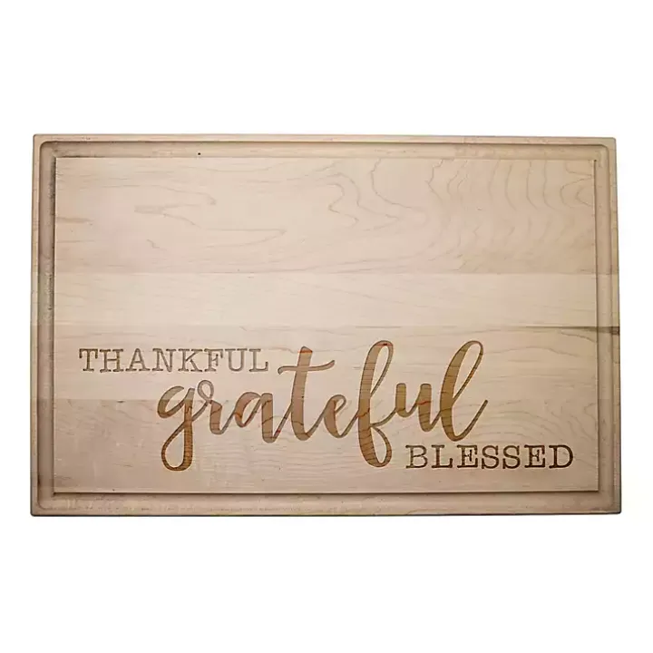 Maple Wood Thankful Grateful Blessed Cutting Board