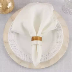 Marble and Wood Two Tone 4-pc. Napkin Ring Set