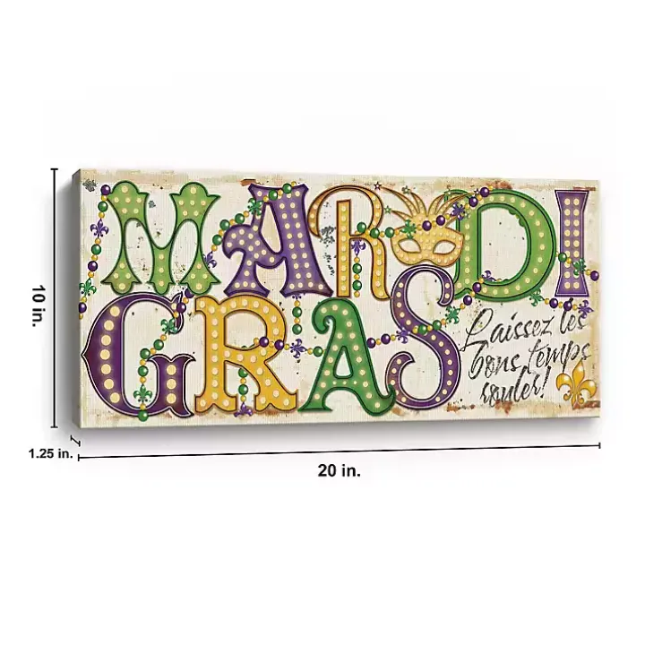 Mardi Gras Mask Canvas Art Print, 20x10 in.