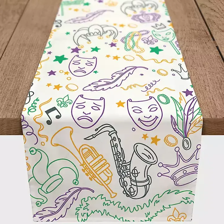 Mardi Gras Party Table Runner, 90 in.