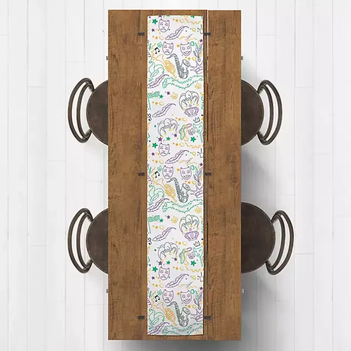 Mardi Gras Party Table Runner, 90 in.