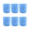 Matte Azure Ribbed Short Glasses, Set of 6