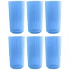 Matte Azure Ribbed Tall Glasses, Set of 6