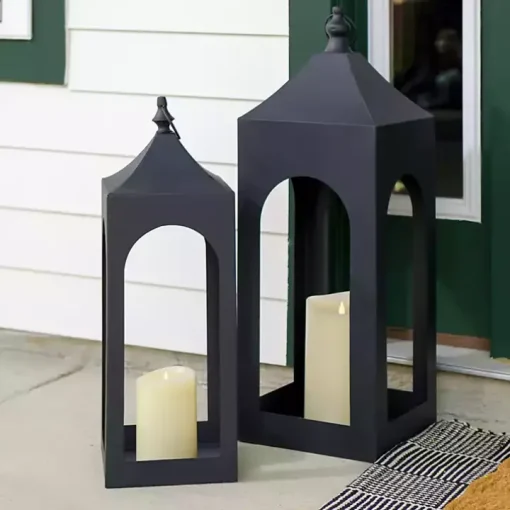 Matte Black Hampshire Metal Lantern, 30 in.