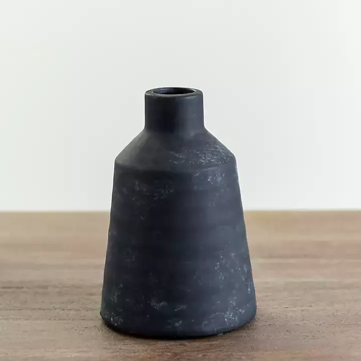 Matte Black Modern Vase, 6 in.