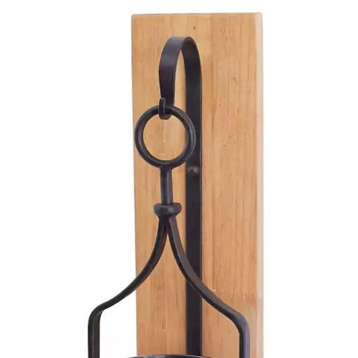 Matte Black Poplar Wood Sconce