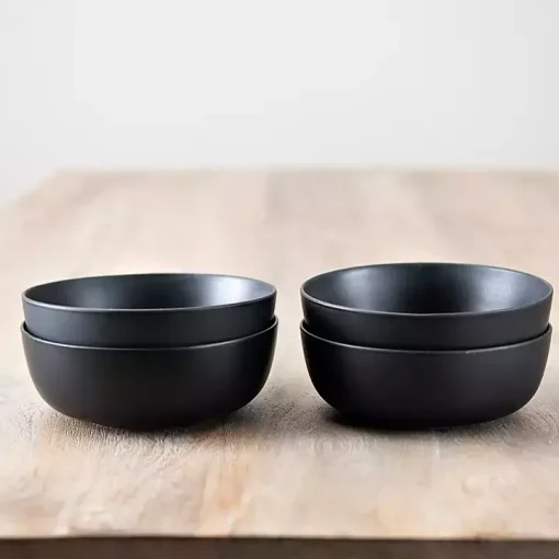 Matte Black Simple Things Cereal Bowls, Set of 4