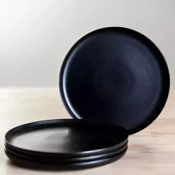 Matte Black Simple Things Salad Plates, Set of 4