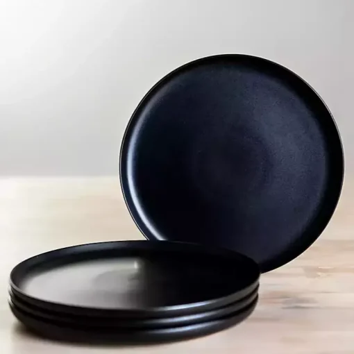 Matte Black Simple Things Salad Plates, Set of 4