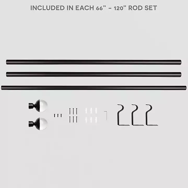 Matte Bronze Eleanor Curtain Rod Set, 120 in.