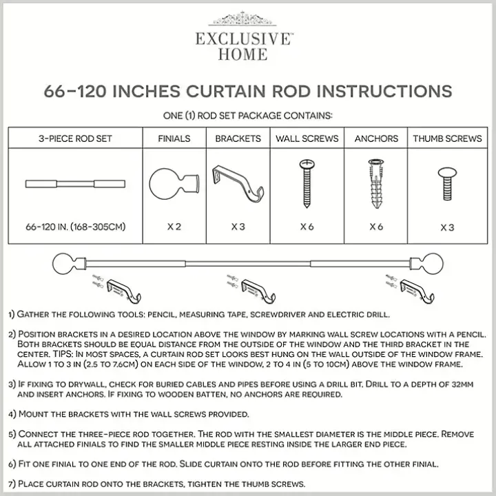 Matte Bronze Eleanor Curtain Rod Set, 120 in.