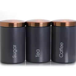Matte Gray and Copper 3-pc. Canister Set