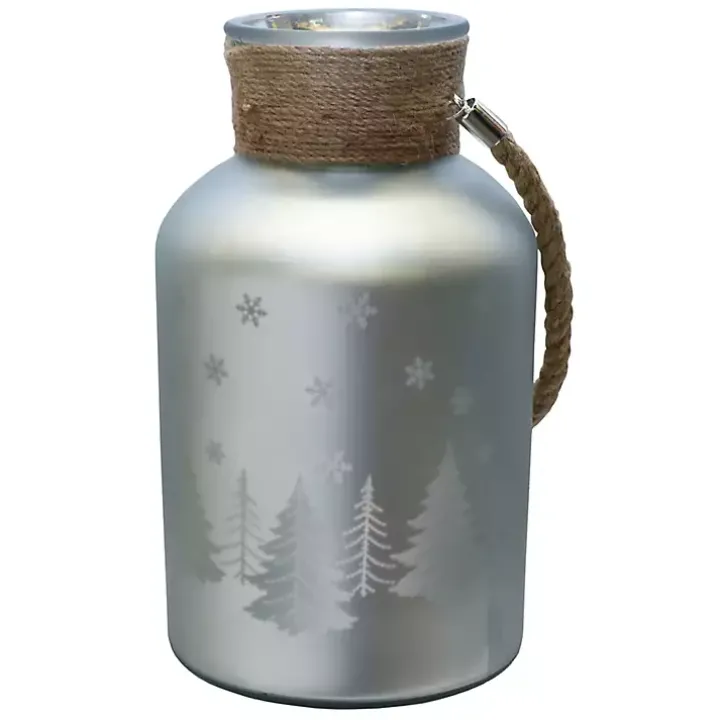 Matte Silver Christmas Tree Pillar Candle Holder