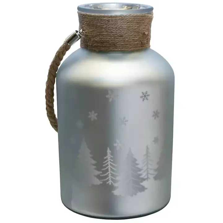 Matte Silver Christmas Tree Pillar Candle Holder