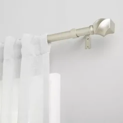 Matte Silver Modern Twist Curtain Rod, 120 in.
