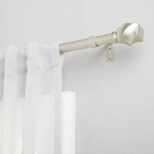 Matte Silver Modern Twist Curtain Rod, 120 in.