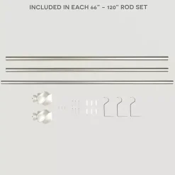 Matte Silver Modern Twist Curtain Rod, 120 in.