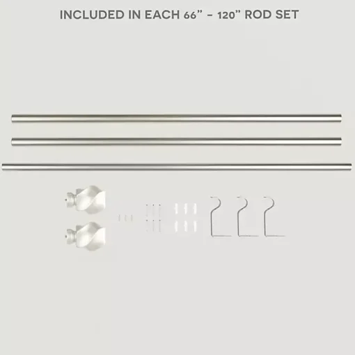 Matte Silver Modern Twist Curtain Rod, 120 in.