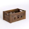 Medium Paw Print Cutout Wooden Crate