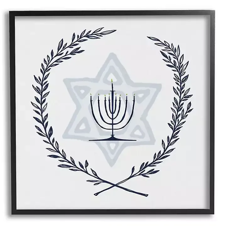Menorah Wreath Framed Art Print