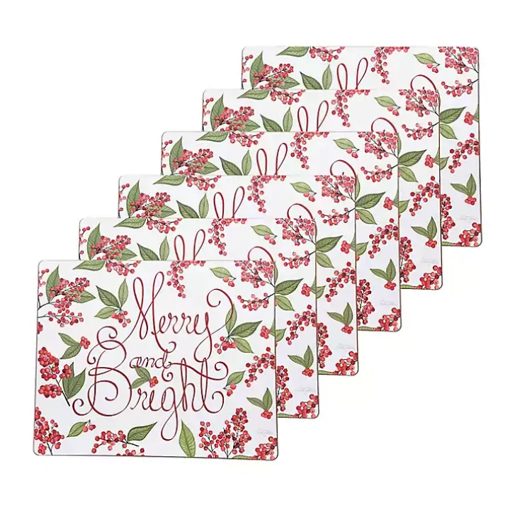 Merry & Bright Hardboard Placemats, Set of 6