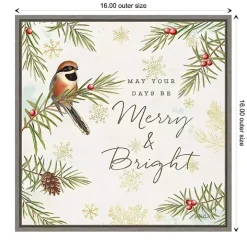 Merry and Bright Framed Canvas Wall Plaque