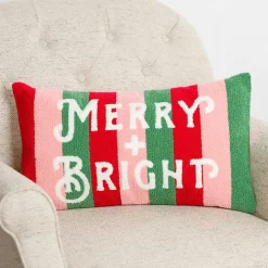 Merry and Bright Striped Pillow