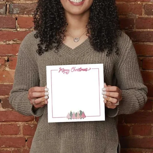 Merry Christmas Pink Trees Dry Erase Board