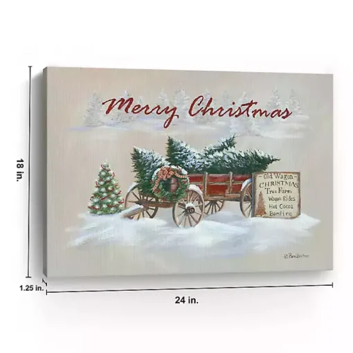 Merry Christmas Wagon Canvas Art Print