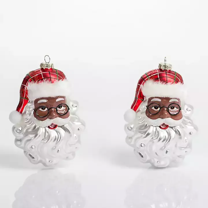 Merry Santa Face Ornaments, Set of 2